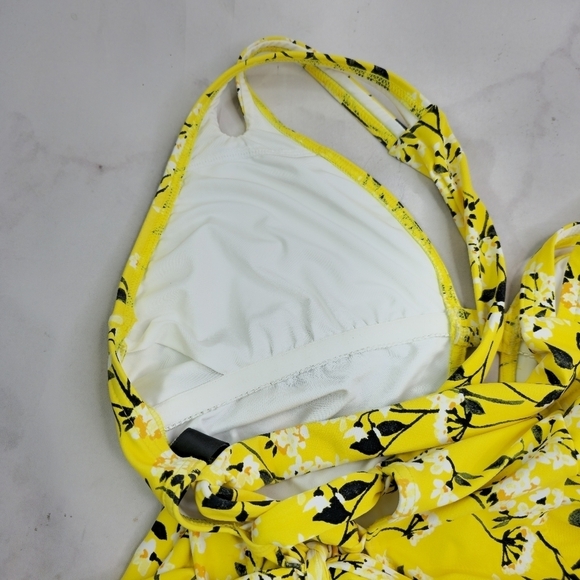 La Blanca One Piece Womens 4 6 Small Swim Yellow Floral Bathing Suit Ruched - Picture 9 of 14